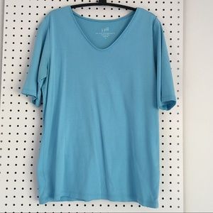 J. Jill Pima V-Neck Elbow Sleeve Tee